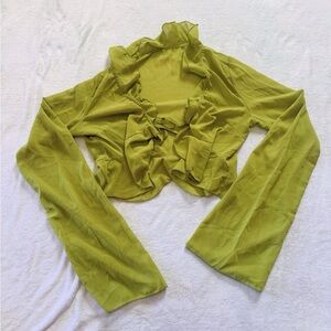 Ruffled Green Long Sleeve Top